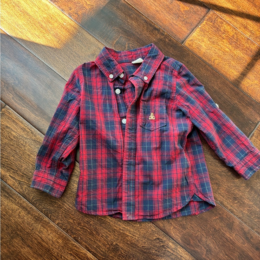 GAP Kids Red and Blue Plaid Button Down Shirt
